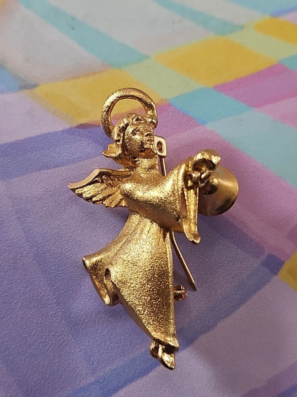 Robyn Rush RR Brand Angel Pin/Brooch, Gold Tone Vintage 1.75''